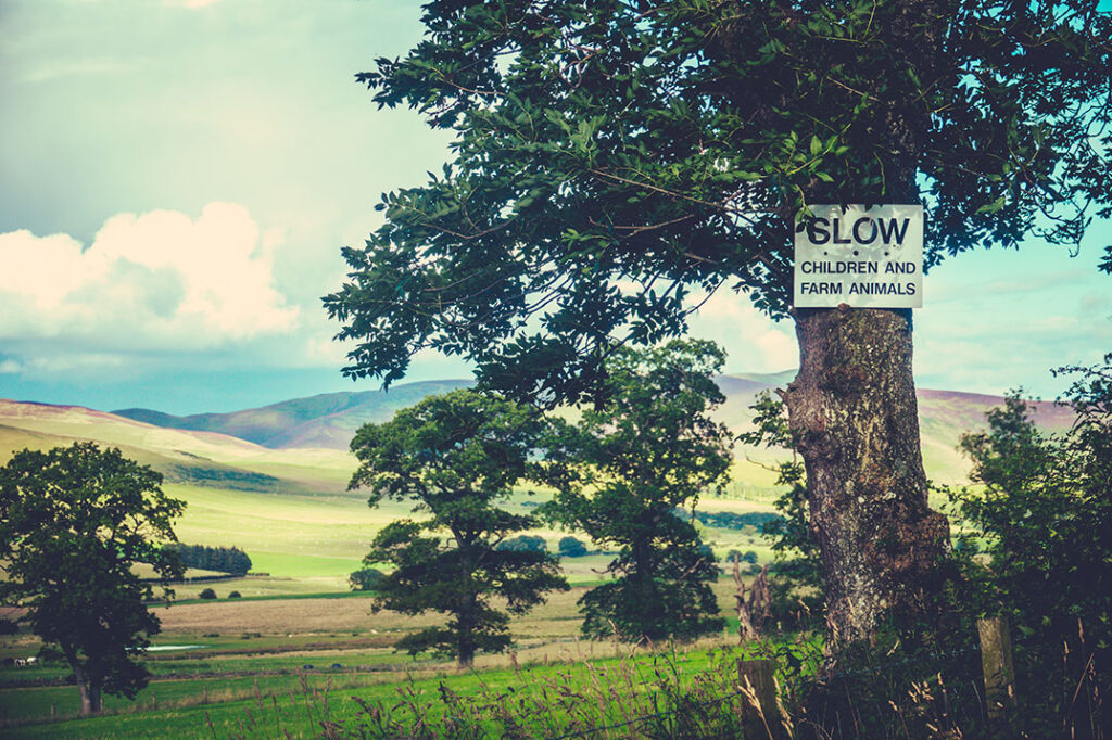 countryside slow sign